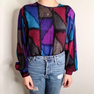 Vintage Dorothy Schoelen multicolored silk blouse